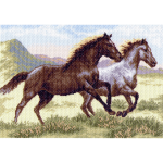 Канва с рисунком "Бегущие кони" "Матренин Посад"